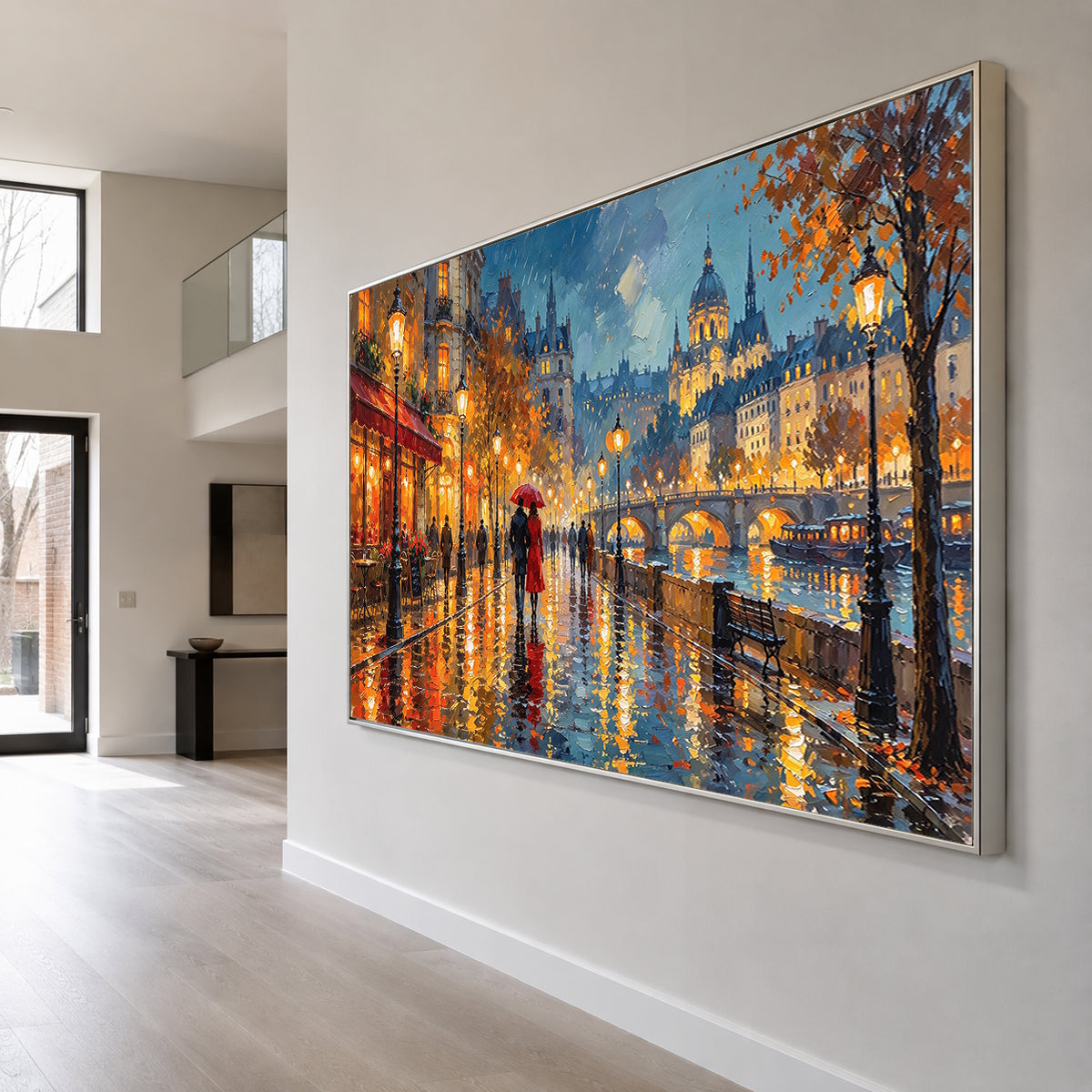 Where Rain Becomes Gold - oblique view - textured & impasto art painting