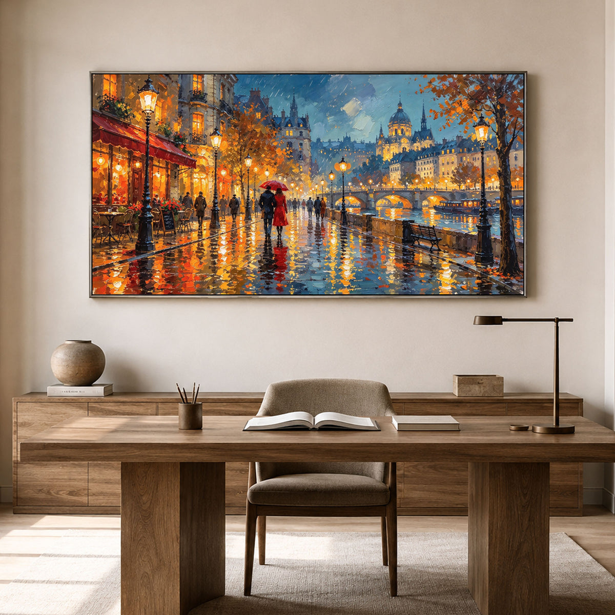 Where Rain Becomes Gold - interior setting 03 - textured & impasto art painting