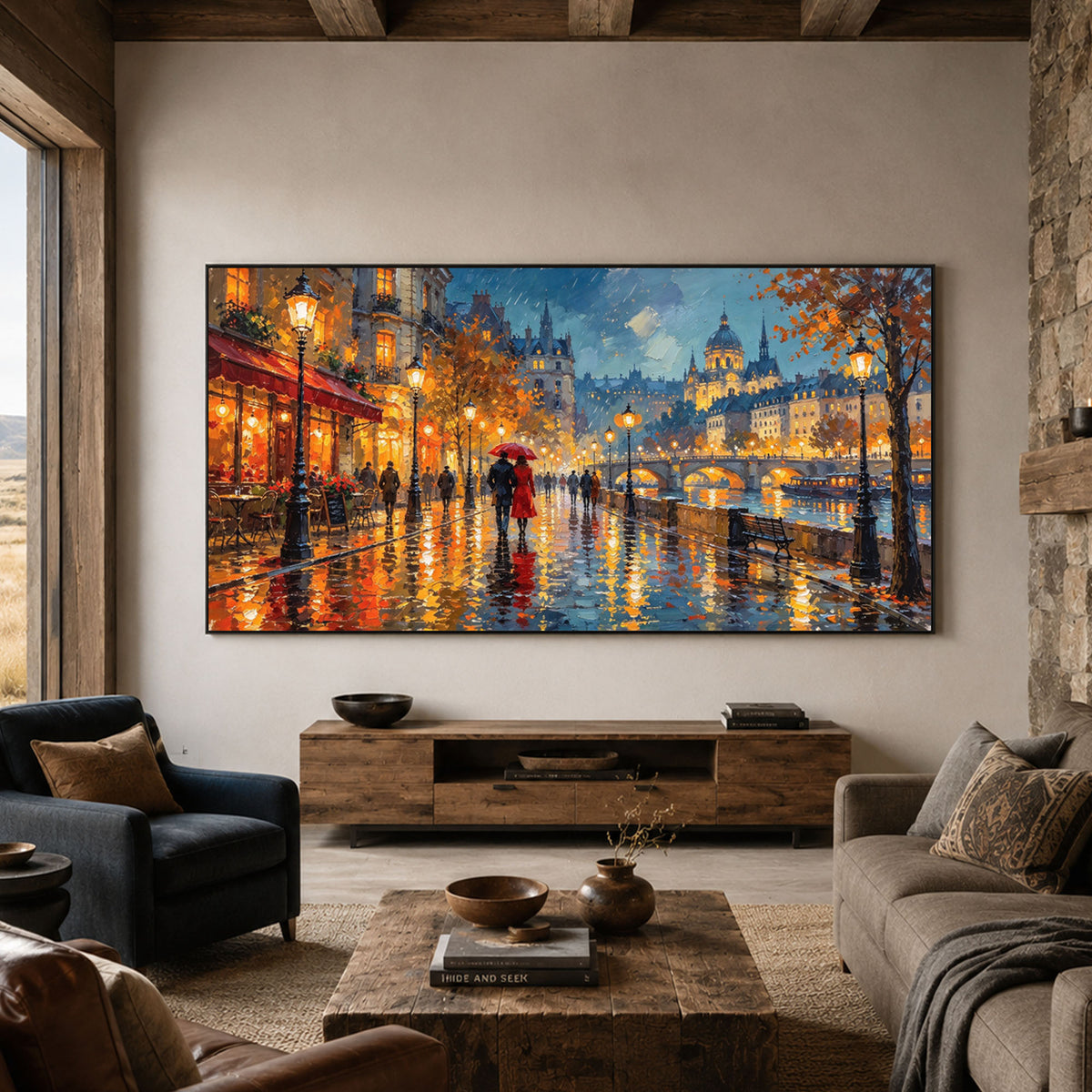 Where Rain Becomes Gold - interior setting 05 - textured & impasto art painting