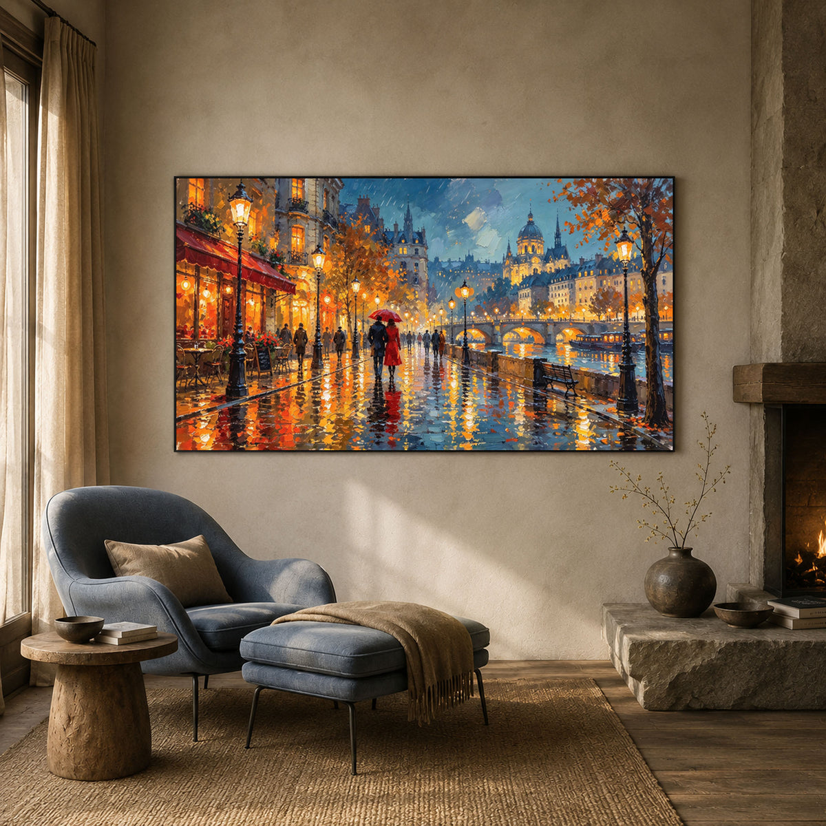 Where Rain Becomes Gold - interior setting 07 - textured & impasto art painting