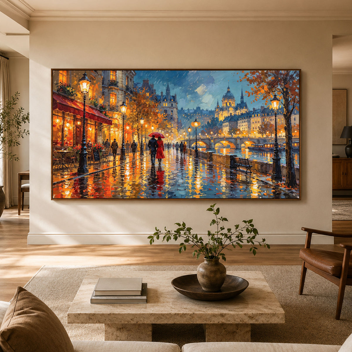 Where Rain Becomes Gold - interior setting 08 - textured & impasto art painting