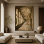 Timeworn Garden Arcade - living room hero - textured impasto artwork