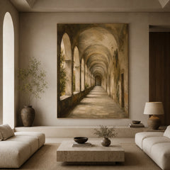 Timeworn Garden Arcade - living room hero - textured impasto artwork
