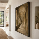 Timeworn Garden Arcade - oblique side view - textured impasto artwork