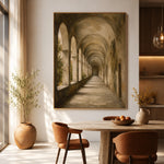 Timeworn Garden Arcade - dining room - textured impasto artwork