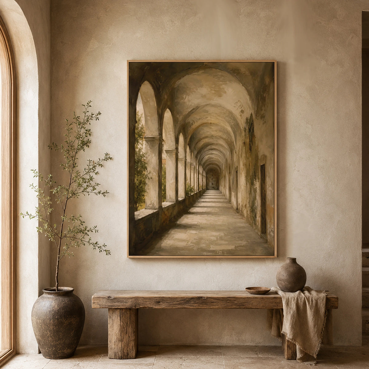 Timeworn Garden Arcade - entryway - textured impasto artwork