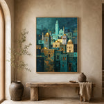 Turquoise Nightfall - entryway - textured impasto artwork