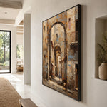 Under Ancient Arches - oblique side view - textured impasto artwork