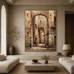 Under Ancient Arches - living room - textured impasto artwork