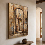 Under Ancient Arches - opposite side view - textured impasto artwork