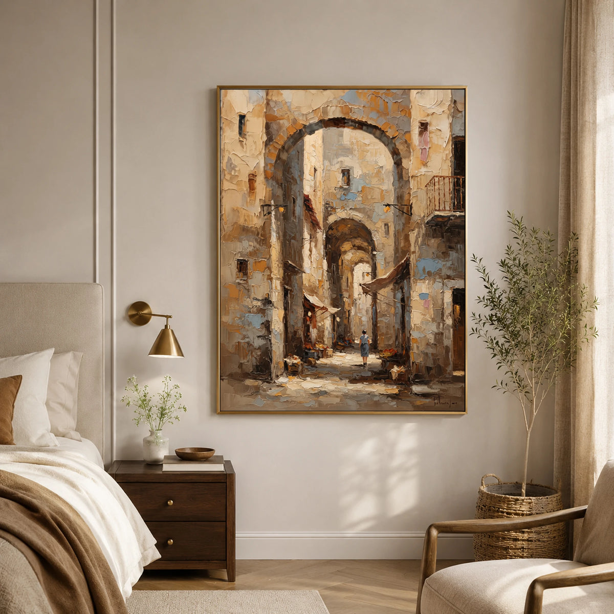 Under Ancient Arches - bedroom - textured impasto artwork