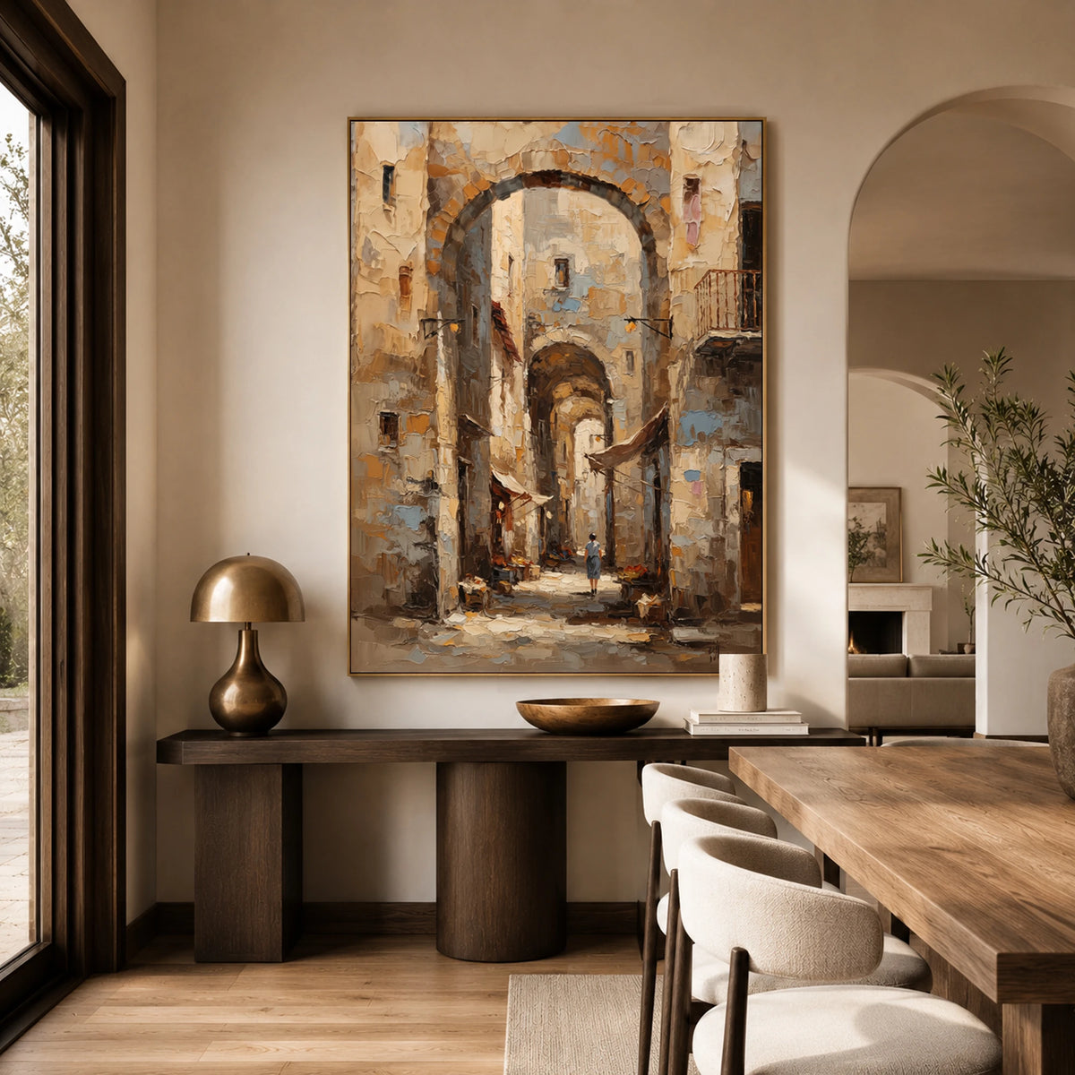 Under Ancient Arches - home office - textured impasto artwork