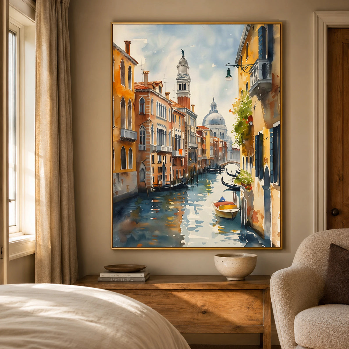 Venetian Morning Light - bedroom - textured impasto artwork