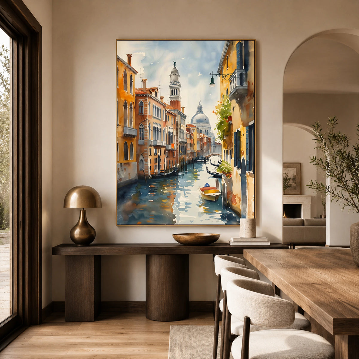 Venetian Morning Light - home office - textured impasto artwork