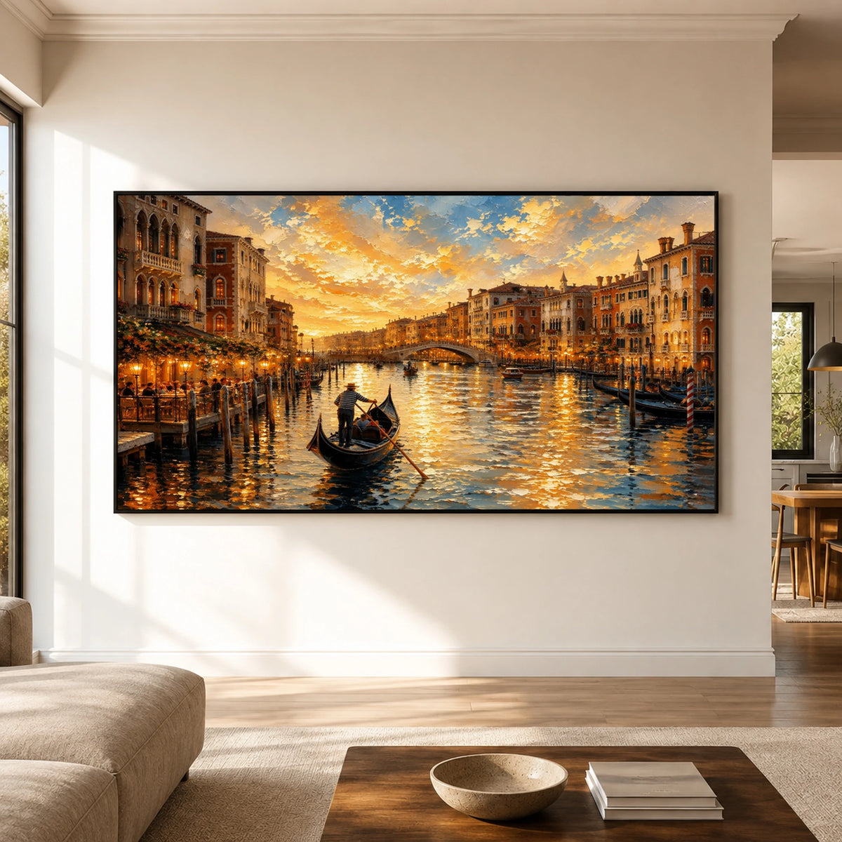 Venice at Dusk - living room hero - textured impasto artwork