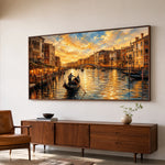 Venice at Dusk - oblique side view - textured impasto artwork