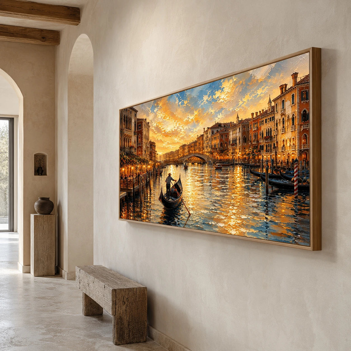 Venice at Dusk - opposite side view - textured impasto artwork