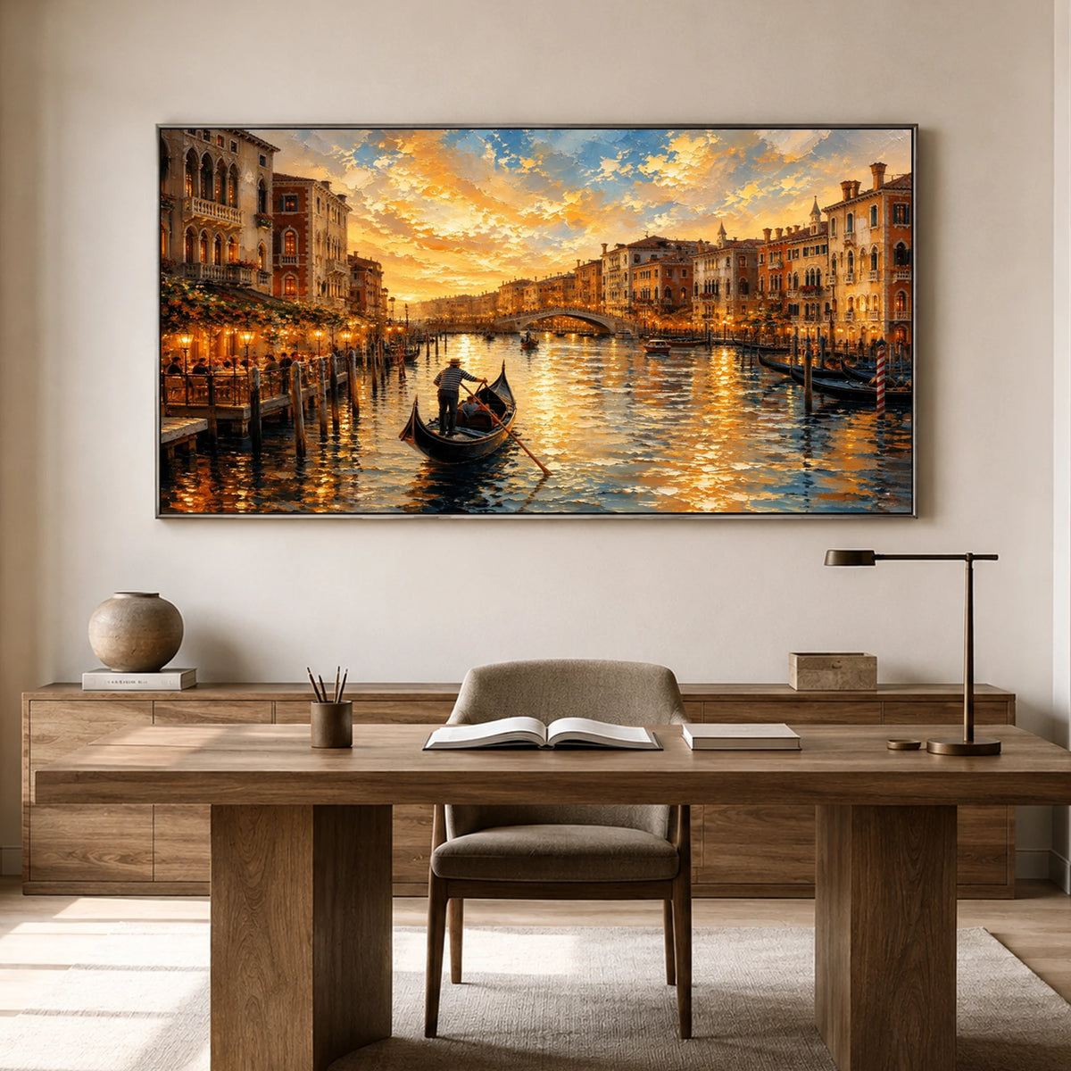 Venice at Dusk - home office - textured impasto artwork