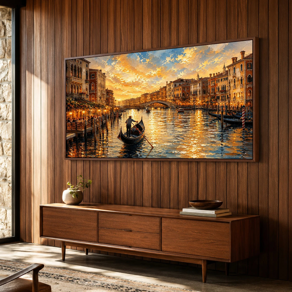 Venice at Dusk - entryway - textured impasto artwork
