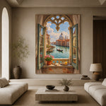 Venice Through Open Shutters - living room - textured impasto artwork