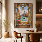 Venice Through Open Shutters - dining room - textured impasto artwork