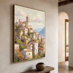 Village in Full Bloom - opposite side view - textured impasto artwork