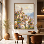 Village in Full Bloom - dining room - textured impasto artwork