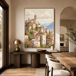 Village in Full Bloom - home office - textured impasto artwork