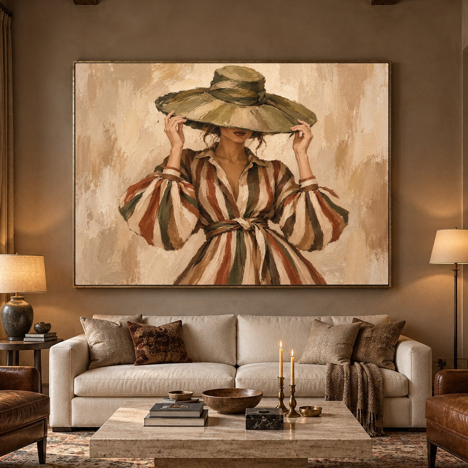 Beneath the Olive Brim - front view hero - vintage americana art painting