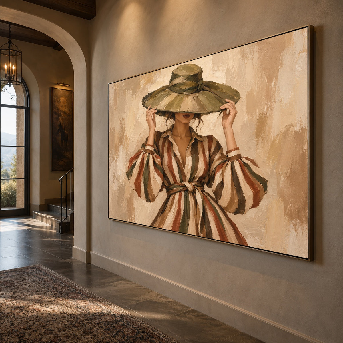 Beneath the Olive Brim - oblique view - vintage americana art painting