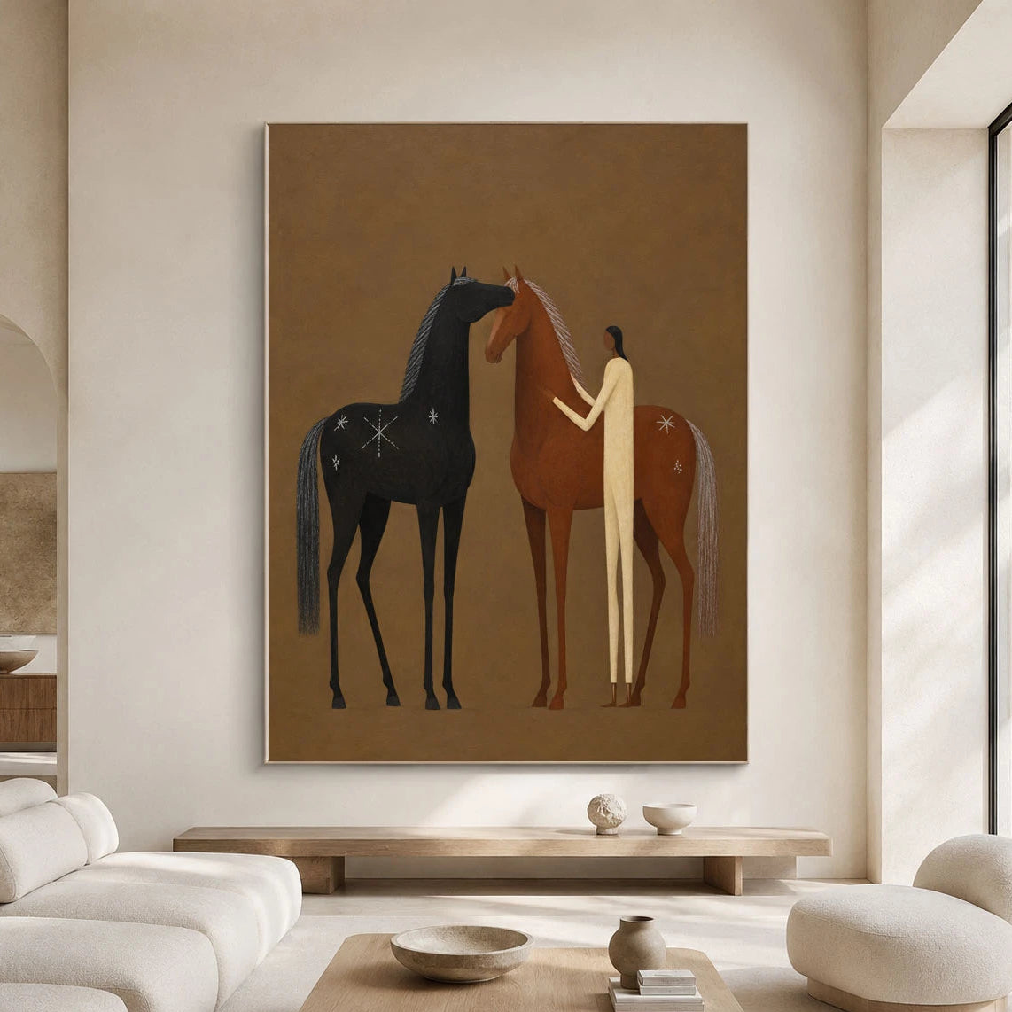 Between Two Gentle Spirits - front view hero - vintage americana art painting