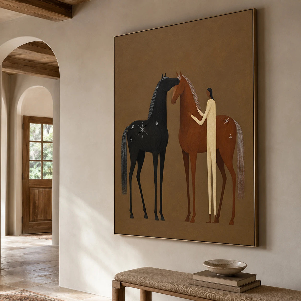 Between Two Gentle Spirits - oblique view - vintage americana art painting