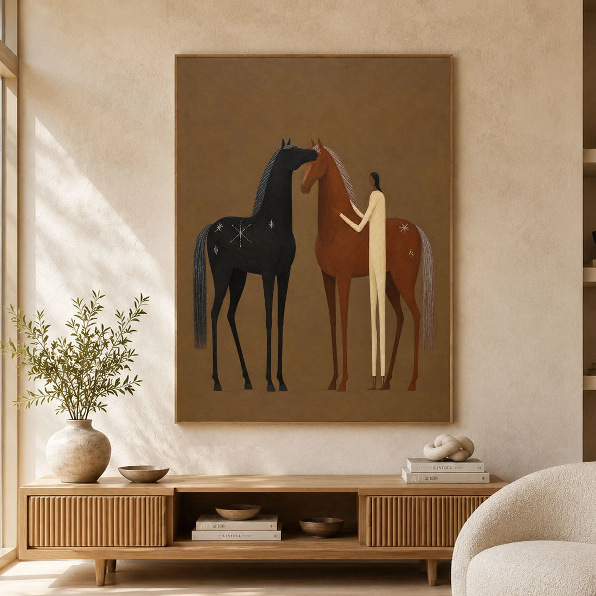 Between Two Gentle Spirits - interior setting 08 - vintage americana art painting
