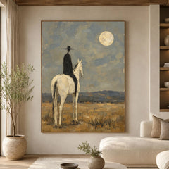 Following the Silver Moon - front view hero - vintage americana art painting
