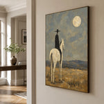 Following the Silver Moon - oblique view - vintage americana art painting