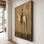 Golden Sun Quiet Rider - oblique view - vintage americana art painting