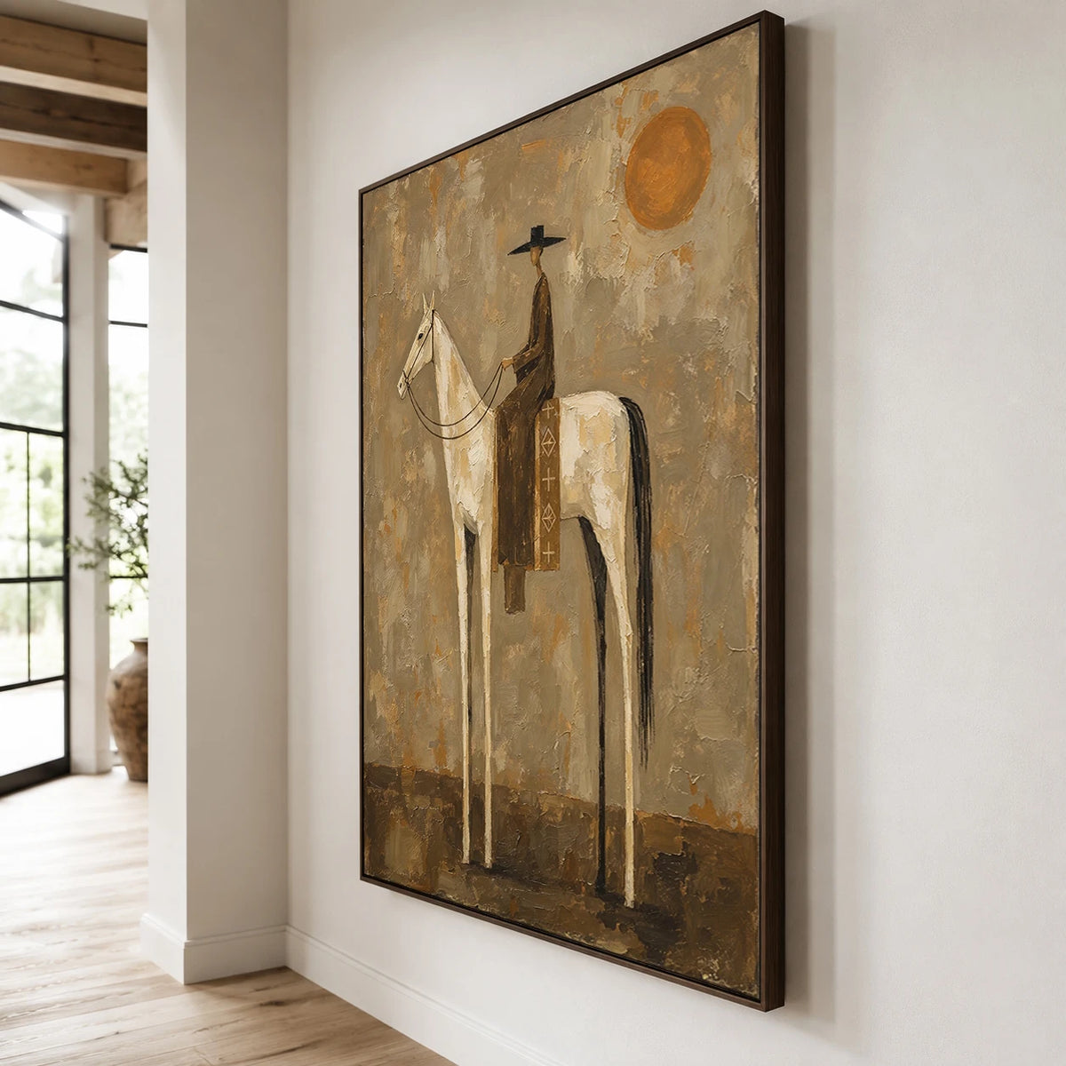 Golden Sun Quiet Rider - oblique view - vintage americana art painting
