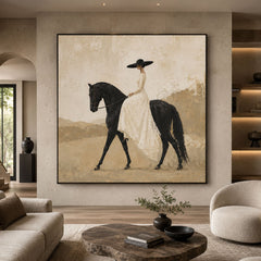 Ivory Dress Midnight Horse - front view hero - vintage americana art painting