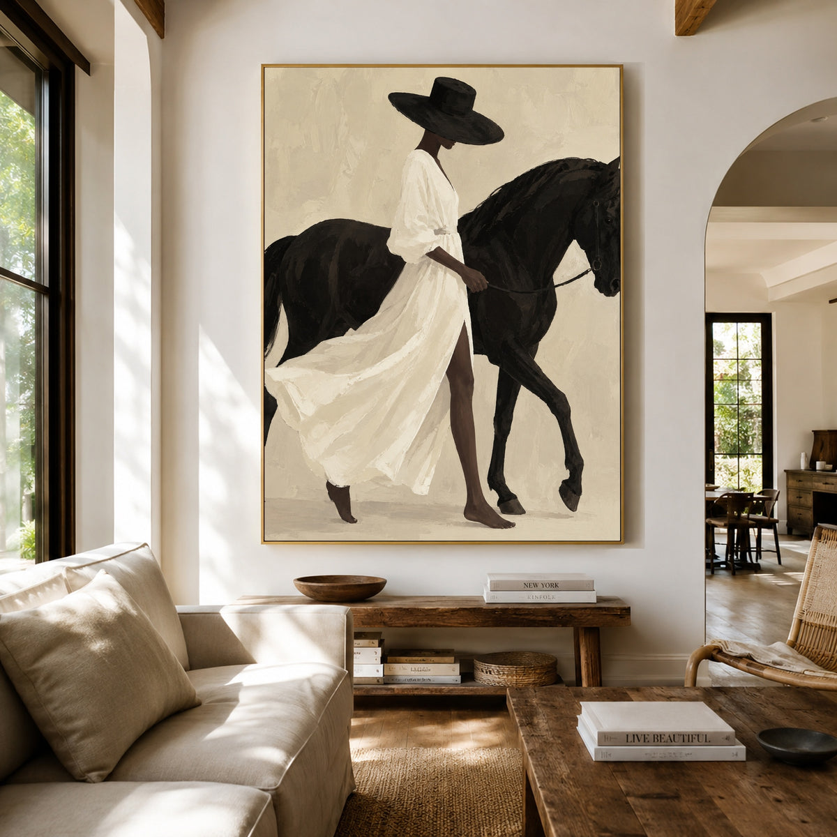 Ivory Reins - living room hero - vintage americana art painting