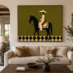 Olive Rider Reverie - front view hero - vintage americana art painting