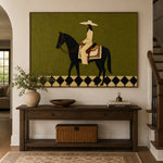 Olive Rider Reverie - oblique view - vintage americana art painting