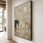 Quiet Company in Mist - oblique view - vintage americana art painting