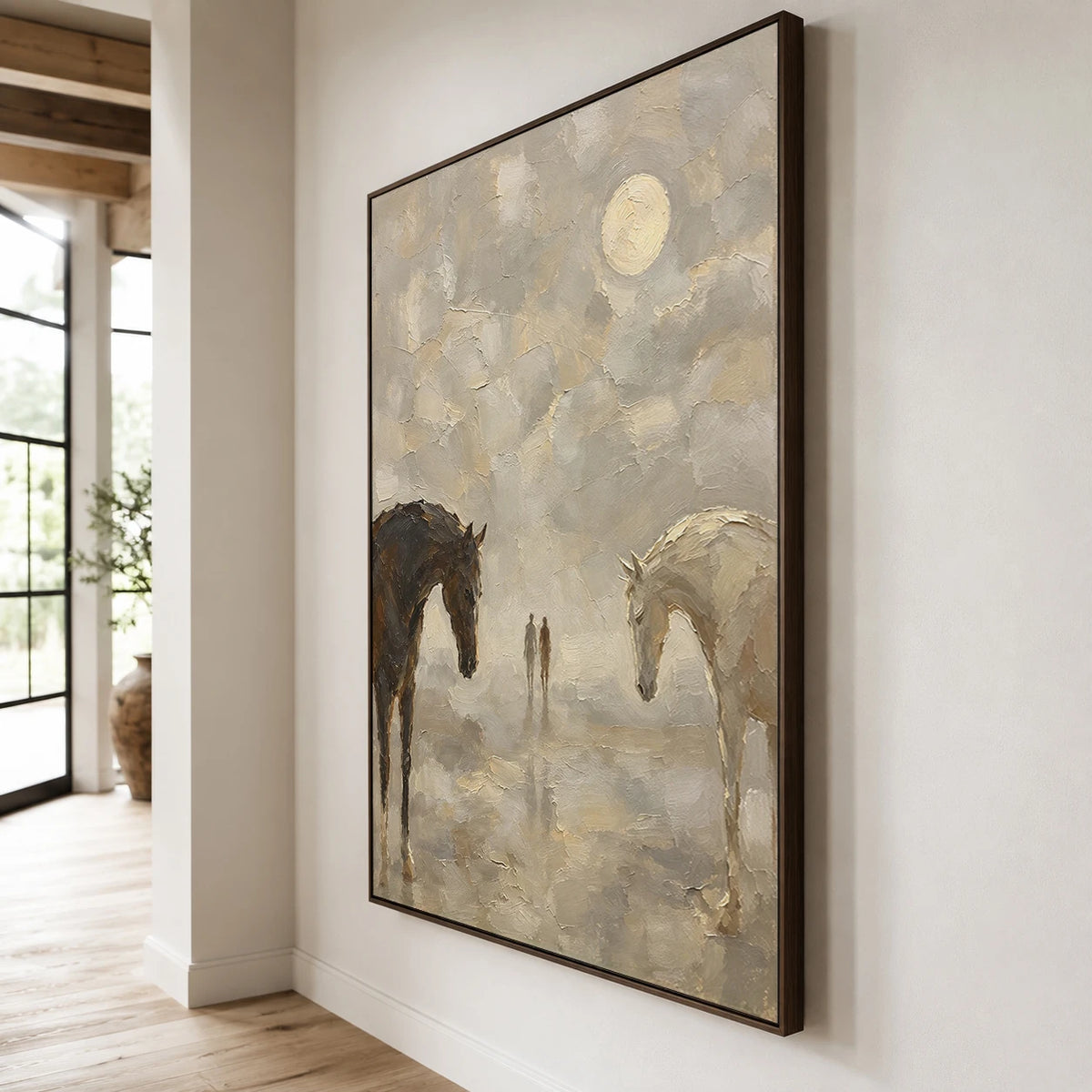 Quiet Company in Mist - oblique view - vintage americana art painting