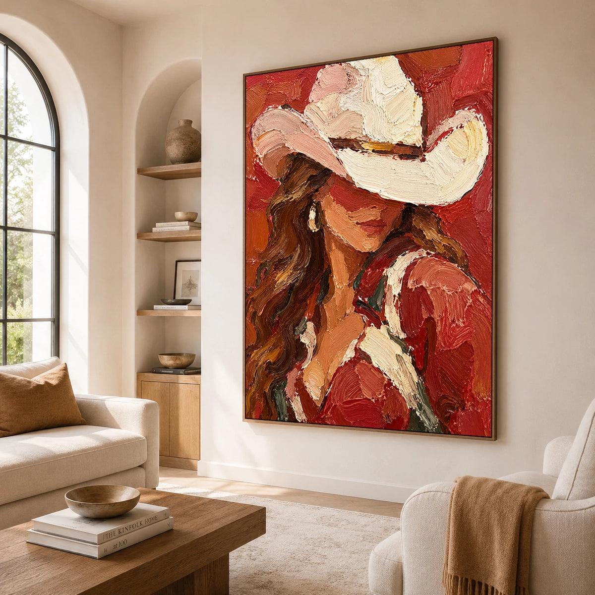 Scarlet Prairie Grace - oblique view - vintage americana art painting