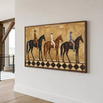Three Riders at Dusk - oblique view - vintage americana art painting