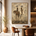 Two Riders Shared Silence - interior setting 04 - vintage americana art painting