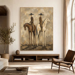 Two Riders Shared Silence - interior setting 07 - vintage americana art painting