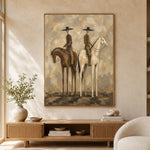 Two Riders Shared Silence - interior setting 08 - vintage americana art painting