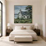 Weathered Coastal Haven - bedroom - textured impasto artwork