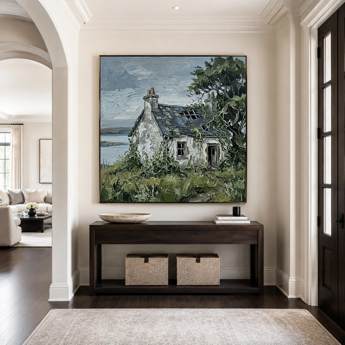 Weathered Coastal Haven - entryway - textured impasto artwork